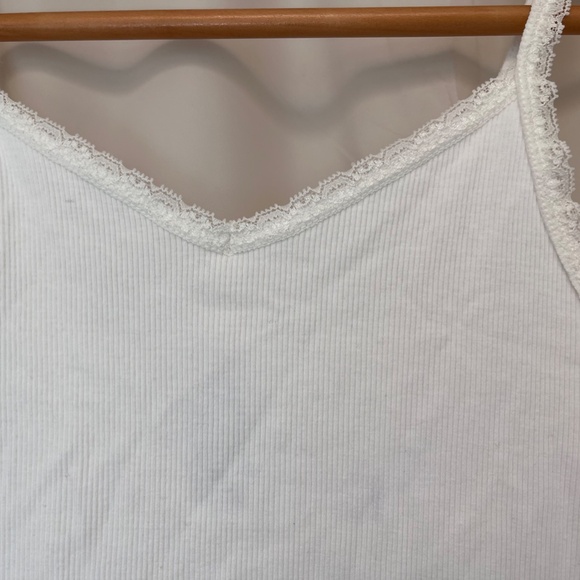 h&m girl ribbed camisoles lace v-neck bundle of 2 gray white 12-14y - Picture 3 of 8